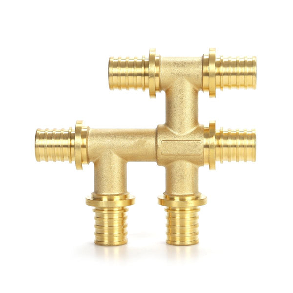 Brass 6 way sliding compressed tight fitting for PEX plumbing water pipe YS-600