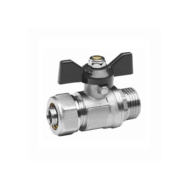 YB-001  T-handle BRASS BALL VALVE WITH COMPRESSION AND MALE THREAD